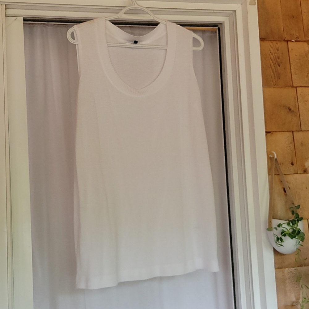 White sleeveless top